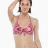 Haut De Maillot De Bain Réversible Sans Armatures à Rayures Rouges