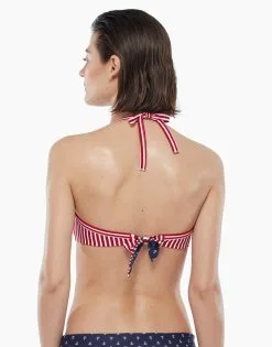 Haut De Maillot De Bain Réversible Sans Armatures à Rayures Rouges -Soutien Gorge Soldes Magasin D07OIPA 9YB 02