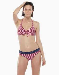 Haut De Maillot De Bain Réversible Sans Armatures à Rayures Rouges -Soutien Gorge Soldes Magasin D07OIPA 9YB 03