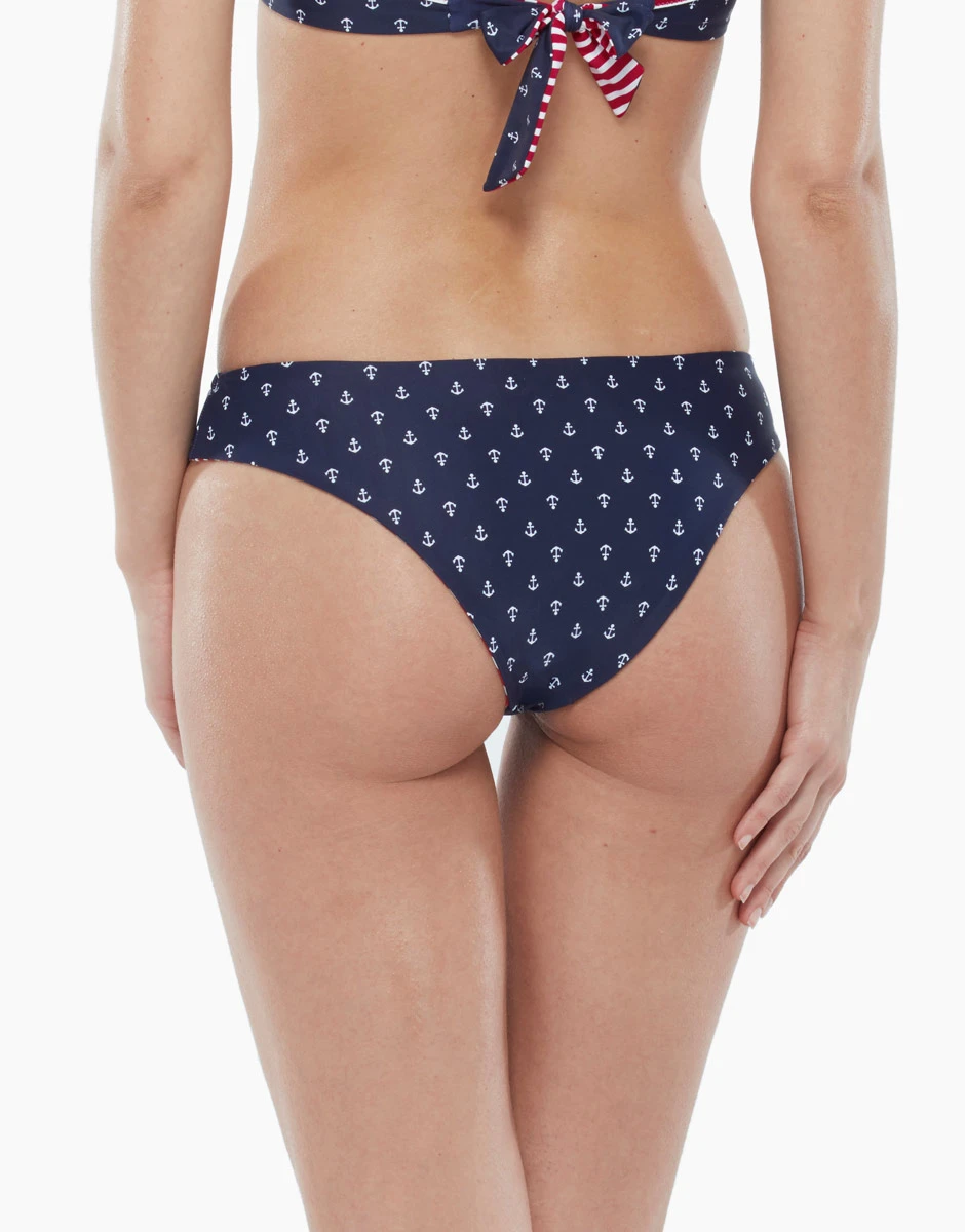 Bas De Maillot De Bain Réversible à Imprimé Marin Et Rayures Rouges 3 Bas De Maillot De Bain Réversible à Imprimé Marin Et Rayures Rouges – Image 3