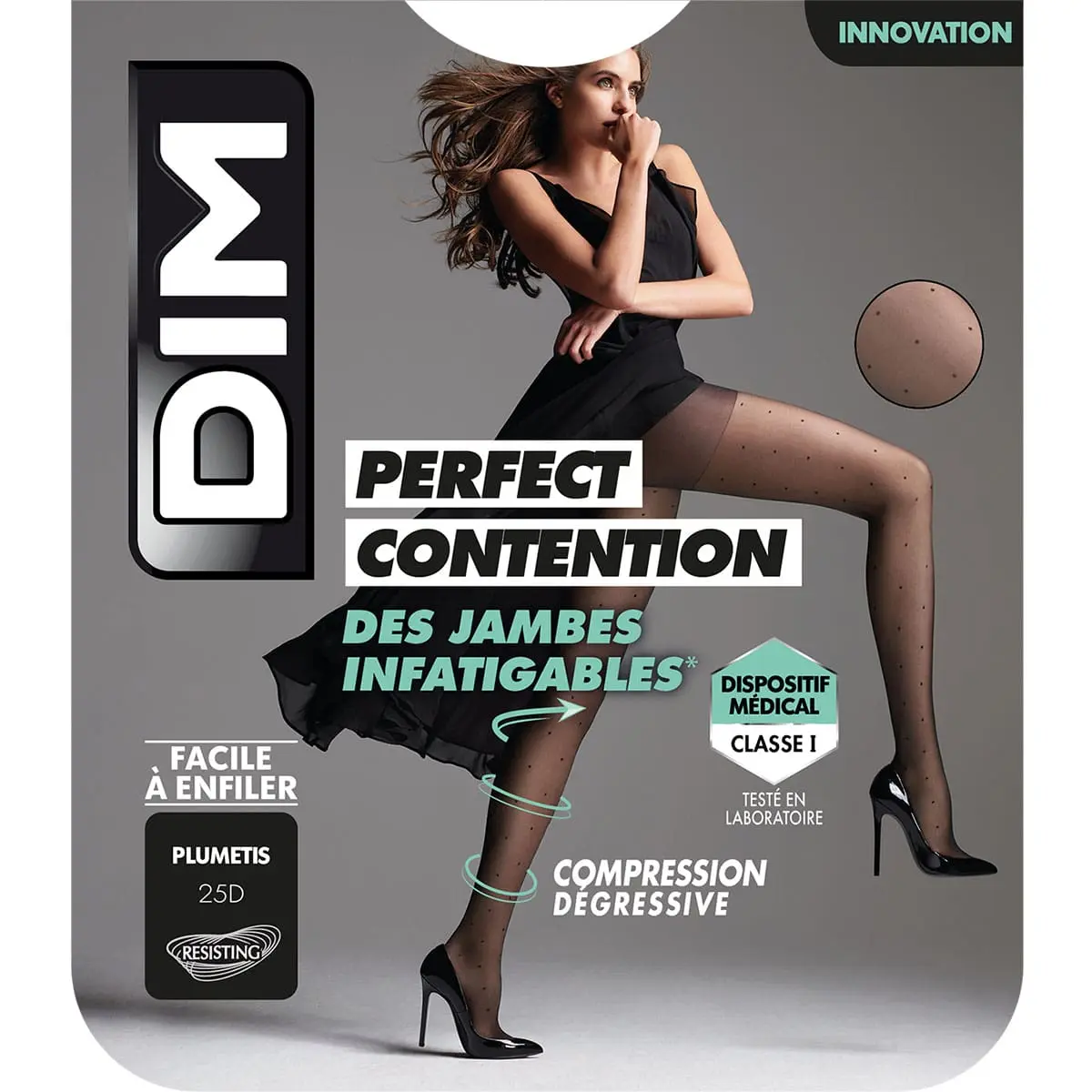 Collant Noir Fantaisie à Plumetis Pour Femme DIM Perfect Contention 25D 4 Collant Noir Fantaisie à Plumetis Pour Femme DIM Perfect Contention 25D – Image 4
