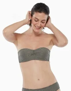 Haut De Maillot De Bain Avec Armatures à Rayures Dorées Et Noires