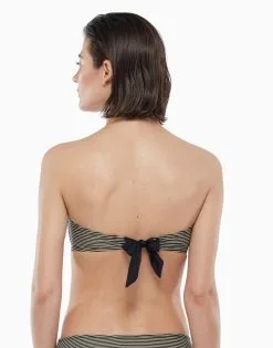 Haut De Maillot De Bain Avec Armatures à Rayures Dorées Et Noires -Soutien Gorge Soldes Magasin D09F2PA 9XY 02