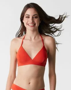 Maillot De Bain Soutien-gorge Sans Armatures En Fil De Nylon Recyclé, Orange