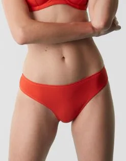 Maillot De Bain Slip Midi En Fil De Nylon Recyclé, Orange