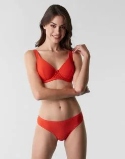 Maillot De Bain Slip Midi En Fil De Nylon Recyclé, Orange -Soutien Gorge Soldes Magasin D0AXGPA AO1 03