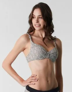 Maillot De Bain Soutien-gorge à Armatures En Jacquard, Blanc, Noir Et Or