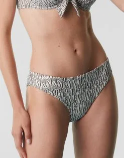 Maillot De Bain Slip Midi En Jacquard, Blanc, Noir Et Or