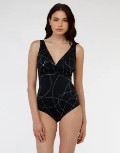 Maillot De Bain Une Pièce En Microfibre Noir