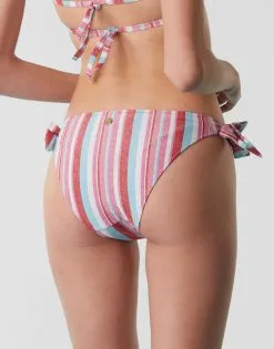 Maillot De Bain Slip Avec Nœuds En Microfibre Lurex, Rayures Multicolores -Soutien Gorge Soldes Magasin D0BWCPA AO2 02