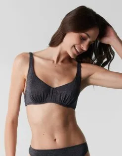 D Maillot Soutien-gorge Brassière En Microfibre, Noir Avec Lurex