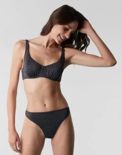 D Maillot Soutien-gorge Brassière En Microfibre, Noir Avec Lurex -Soutien Gorge Soldes Magasin D0BWRPA ANZ 03