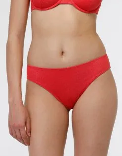 Maillot De Bain Slip En Microfibre Lurex Uni Corail -Soutien Gorge Soldes Magasin D0BWSPA ASL 01 1