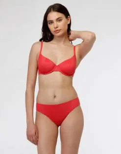 Maillot De Bain Slip En Microfibre Lurex Uni Corail -Soutien Gorge Soldes Magasin D0BWSPA ASL 03