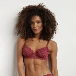 Soutien-gorge Emboîtant En Dentelle Fleurie Burgundy Daily Glam