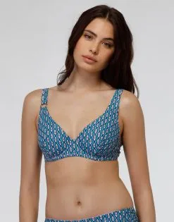 Haut De Maillot De Bain Avec Armatures En Microfibre, Imprimé Géométrique