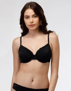 Maillot De Bain Soutien-gorge En Dentelle Sangallo Avec Armatures Noir