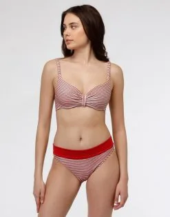 Haut De Maillot De Bain à Armatures, Rayures Rouges -Soutien Gorge Soldes Magasin D0CP5PA ASO 03