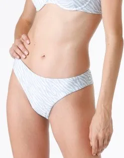 Maillot De Bain Brésilien En Microfibre Imprimée Animalier Bleu Clair