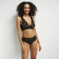Bralette Foulard Sans Armatures En Dentelle Florale Noir Daily Glam -Soutien Gorge Soldes Magasin D0CUAC1 0HZ 03