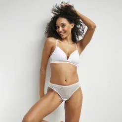 Soutien-gorge Triangle Mousse Amovible En Dentelle Blanc Chic Summer -Soutien Gorge Soldes Magasin D0CZKC1 0HY 03