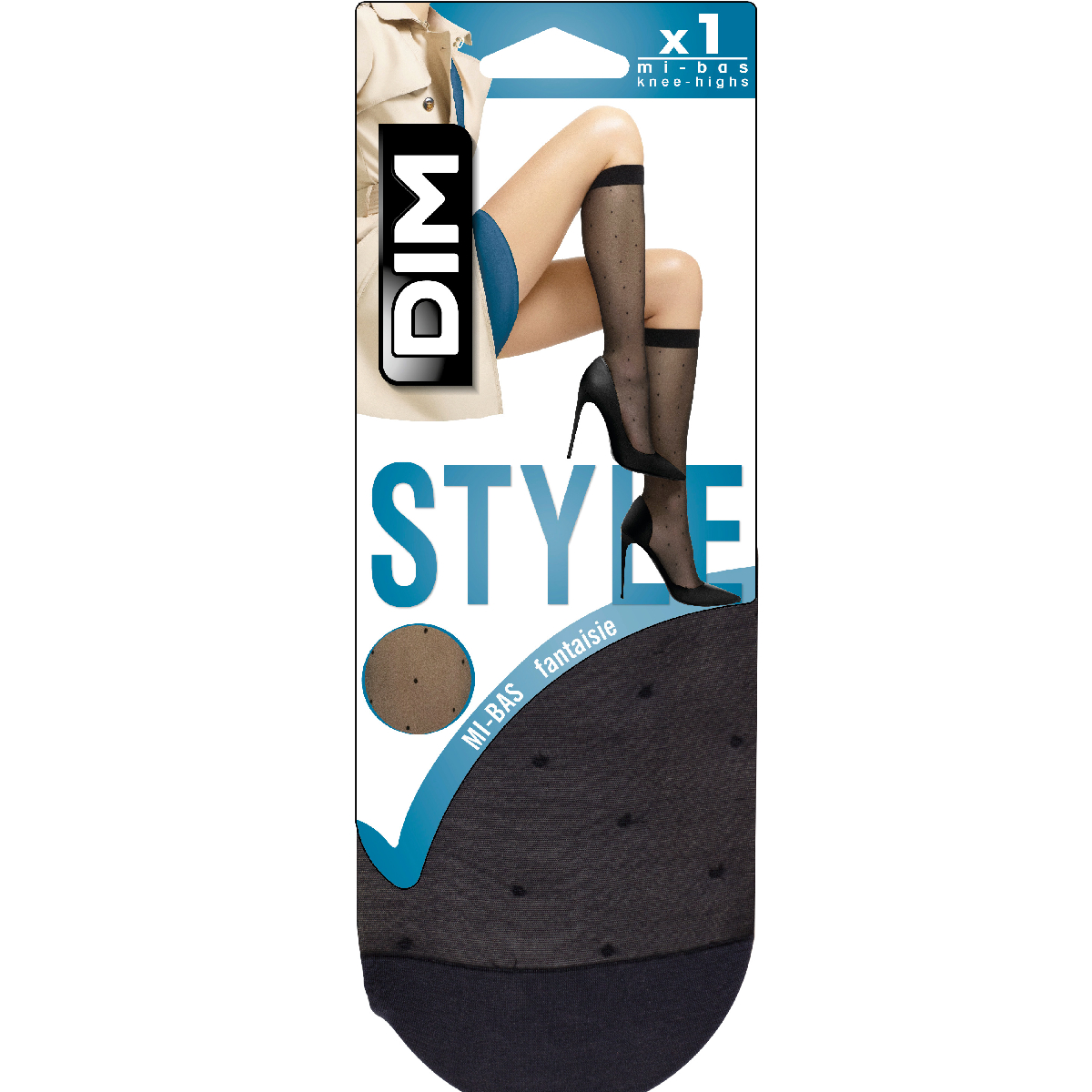 Mi-bas Noir Effet Plumetis 15D Madame So DIM 1 Mi-bas Noir Effet Plumetis 15D Madame So DIM