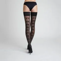 Bas & Bas Autofixants Femme | Flora Bas Autoportant 30D Noir | RougeGorge