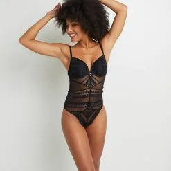 Body Femme | Albane Body Push Dentelle Noir | RougeGorge