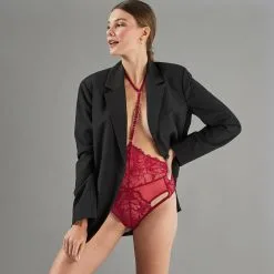 Collection Noël Femme | Apollon Culotte Taille Haute Harnais Bordeaux | RougeGorge