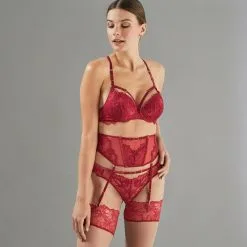 Collection Noël Femme | Apollon Serre-Taille Dentelle Bordeaux | RougeGorge