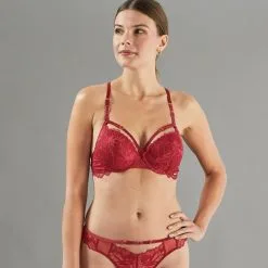 Collection Noël Femme | Apollon Soutien-Gorge Push Up Dentelle Bordeaux | RougeGorge