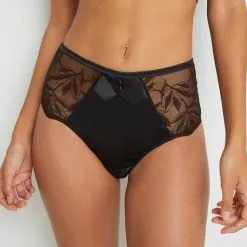 Collection Noël Femme | Automne Culotte Taille Haute Dentelle Noir/Acajou | RougeGorge