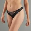 Lingerie D'Exception Femme | Aphrodite Tanga Tulle Brode Noir | RougeGorge