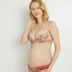 Lingerie Grossesse Femme | Salome Soutien-Gorge Ampli Allaitement Ivoire/Bleu | RougeGorge