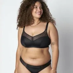 Poitrine Généreuse (Bonnets E, F & G) Femme | Olena Soutien-Gorge Sans Armatures Tulle Noir | RougeGorge