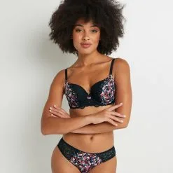 Poitrine Généreuse (Bonnets E, F & G) Femme | Syara Soutien-Gorge Ampli Emboitant Noir/Rose | RougeGorge