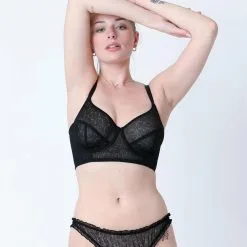 Poitrine Généreuse Jusqu Femme | Amelia Soutien-Gore Emboitant Bustier Noir | RougeGorge