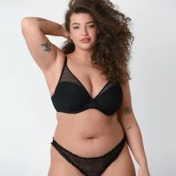 Poitrine Généreuse Jusqu Femme | Amelia Soutien-Gorge Ampli Foulard Tulle Noir | RougeGorge