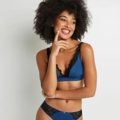Premiers Prix & Syara Femme | Syara Soutien-Gorge Sans Armatures Bleu | RougeGorge