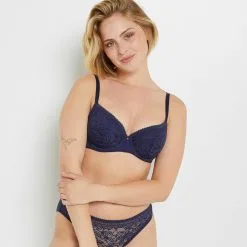 Soutien-Gorge Ampliforme & Foulard Femme | Angele Soutien-Gorge Ampli Emboitant Marine | RougeGorge