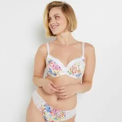 Soutien-Gorge Ampliforme & Foulard Femme | Vanity Soutien Gorge Ampli Emboitant Blanc/Orange | RougeGorge