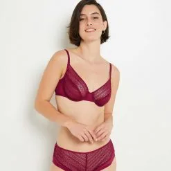 Soutien-Gorge Corbeille & Emboîtant Femme | Amour Soutien-Gorge Emboitant Dentelle Cerise | RougeGorge