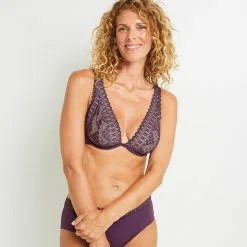 Soutien-Gorge Corbeille & Emboîtant Femme | Aurore Soutien-Gorge Foulard Dentelle Violet | RougeGorge
