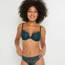 Soutien-Gorge Push-Up Femme | Azur Soutien-Gorge Push Up Tulle Brode Canard | RougeGorge