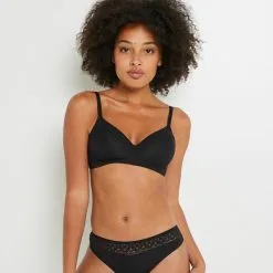 Soutien-Gorge Sans-Armatures & Triangle Femme | Alba Soutien-Gorge Sans Armatures Noir | RougeGorge