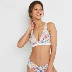 Soutien-Gorge Sans-Armatures & Triangle Femme | Vanity Soutien Gorge Sans Armature Blanc/Orange | RougeGorge