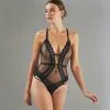 Soutiens-Gorge & Body Sexy Femme | Aphrodite Body Tulle Brode Noir | RougeGorge