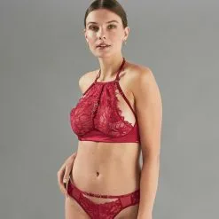 Soutiens-Gorge & Body Sexy Femme | Apollon Soutien-Gorge Plongeant Dentelle Bordeaux | RougeGorge